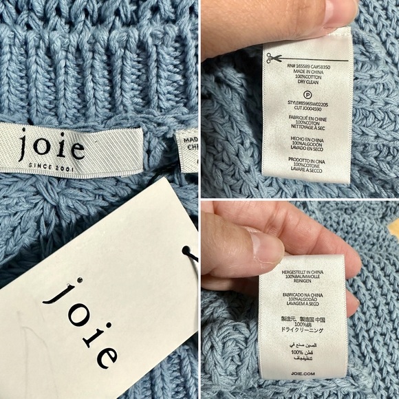Joie Light Blue Oversized Windome Open Knit Chunky SweateR NWT Size Medium - Picture 5 of 5